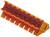 Pomarańczowy elektryczny złącz wtykowy stosowany w urządzeniach technicznych lub elektronicznych do zapewnienia bezpiecznych połączeń.