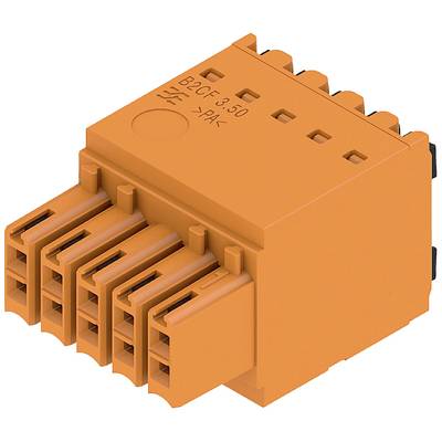 Pomarańczowy złącze wielostykowe z opisem 'B2CF 3.50'. Przeznaczenie: połączenie elektryczne.
