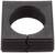 Czarna, kwadratowa część plastikowa z żebrowanym gwintem wewnętrznym i małym wcięciem u dołu.