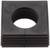 Czarny, kwadratowy blok plastikowy z centralnym, żłobionym otworem. Stosowany jako uszczelnienie mechaniczne lub dystans.