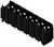 Czarny wtyk z tworzywa sztucznego z wieloma pinami w prostokątnej obudowie, stosowany w połączeniach elektronicznych.