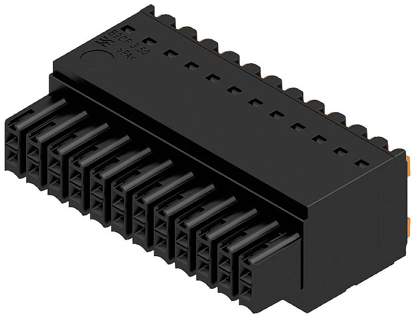 Czarny elektryczny złącz wielostykowy. Stosowany w urządzeniach elektronicznych i systemach.