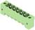 Zielony, prostokątny elektryczny złącze z wieloma metalowymi stykami, używany do połączeń elektronicznych.