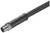 Czarny kabel przyłączeniowy z metalowym wtykiem, odpowiedni do zastosowań przemysłowych, prezentuje solidną konstrukcję i standaryzowane połączenie.