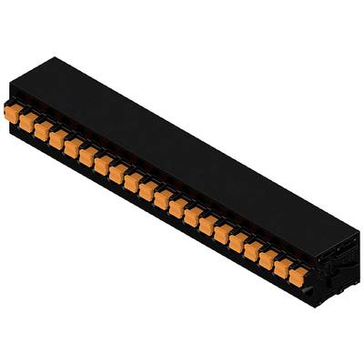 Czarny elektryczny blok przyłączeniowy z 20 pomarańczowymi złączami ułożonymi w dwóch rzędach, stosowany do elektronicznego okablowania.