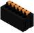 Czarny, prostokątny złącz z sześcioma pomarańczowymi zaciskami. Odpowiedni do połączeń elektrycznych na płytkach drukowanych.