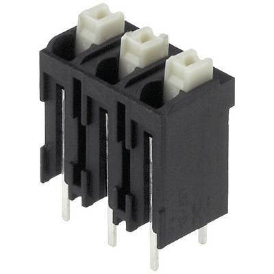Potrójny elektroniczny złącz z czarnymi i białymi elementami z tworzywa sztucznego oraz metalowymi pinami.