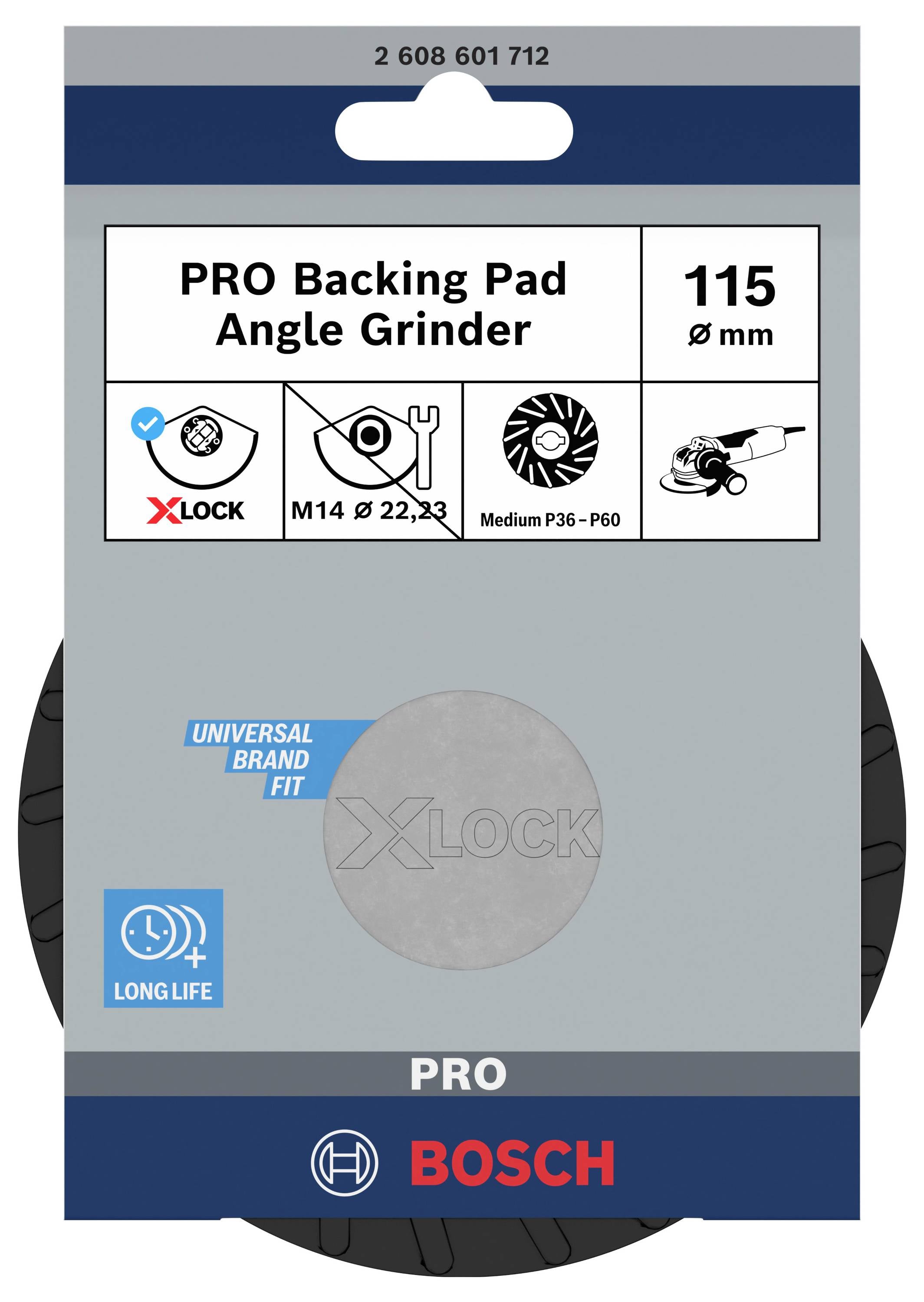 Шліфувальний диск X-LOCK, середньої твердості, 115 мм Bosch Accessories 2608601712
