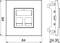 Rysunek techniczny gniazda ściennego z dwoma przyłączami, o wymiarach 84x84 mm (widok z przodu) oraz 24,30 mm głębokości (widok z boku).