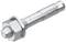 Metalowy sworzeń kotwiący M10 A2, o kształcie cylindrycznym, z gwintem śrubowym i stożkowym zakończeniem, do mocowań w betonie.
