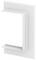 Biała, prostokątna rama z półkami górnymi i dolnymi, odpowiednia do prezentacji lub dekoracji.