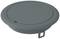 Okrągła, szara plastikowa pokrywa przepustu kablowego z małą otwieraną klapką do wprowadzania kabli. Odpowiednia do biurek.