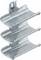 Metalowy uchwyt na kable z trzema warstwami ułożonymi pionowo do organizacji przewodów. Trójkątny kształt, wykonany z wytrzymałego materiału.