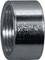Metalowa złączka rurowa o gładkiej powierzchni z gwintem wewnętrznym, służąca do łączenia przewodów rurowych.