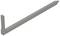 Szaro-srebrny metalowy kątownik z ściętym czubkiem i kątem prostym, często stosowany do mocowania lub jako wspornik.