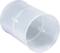 'Przezroczysty adapter z tworzywa sztucznego do łączenia dwóch rur, o cylindrycznym kształcie, bez widocznych oznaczeń lub oznakowań.'