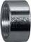 Cylindryczna złączka metalowa, błyszcząca, z gwintem wewnętrznym. Stosowana głównie do połączeń rurowych.