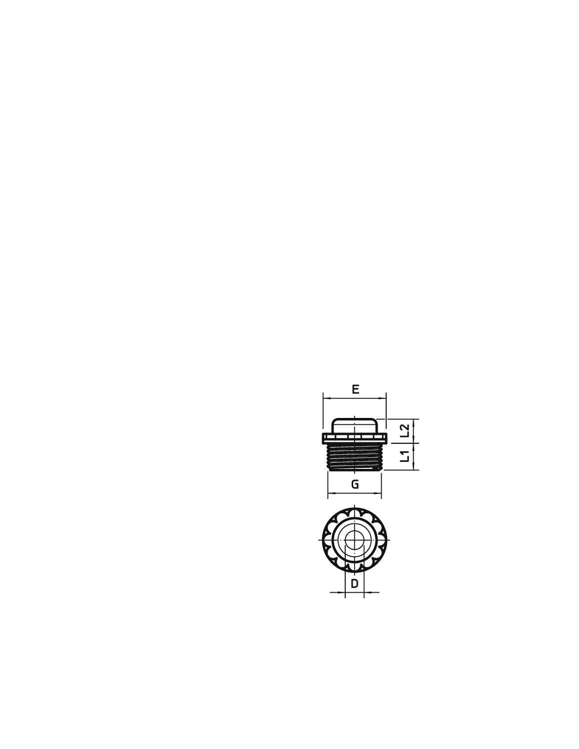 Rysunek techniczny cylindrycznego obiektu z wymiarami. Wymiary: E = 17, na zewnątrz G = 21, wewnątrz D = 27. Widok z góry i z boku.