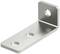 Kątownik metalowy z trzema otworami, dwa na dłuższym boku i jeden na krótszym boku, przeznaczony do zastosowań w konstrukcjach.