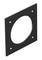 'Czarna kwadratowa metalowa płyta z centralnym, okrągłym wycięciem i czterema otworami na śruby w narożnikach.'