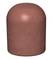 Brązowy metalowy cylinder o gładkiej powierzchni, ukształtowany na kształt czapki.