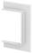 Biały, prostokątny ramka z otwartymi narożnikami, stojąca pionowo.