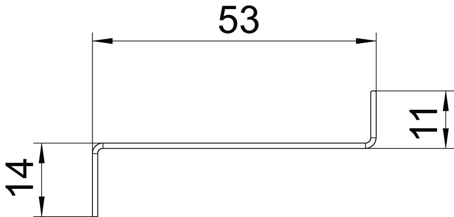 Rysunek techniczny profilu o szerokości 53 mm i całkowitej wysokości 25 mm, składającego się z sekcji o wysokości 14 mm i 11 mm.