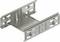 Pojedyncze, srebrne ogniwo metalowe systemu mocującego z bocznymi uchwytami. Nadaje się do łączenia w modularnym systemie regałowym.