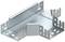 Pokazano ocynkowany kanał metalowy rozgałęziający się w trzech kierunkach, który posiada wstępnie wywiercone otwory do montażu kabli.