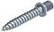 Śruba z ostro zakończonym końcem i gwintem skierowanym w lewo. Posiada gładką główkę i żebrowany wzór wzdłuż trzpienia.