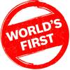 Czerwona pieczęć z białym tekstem 'World's First'