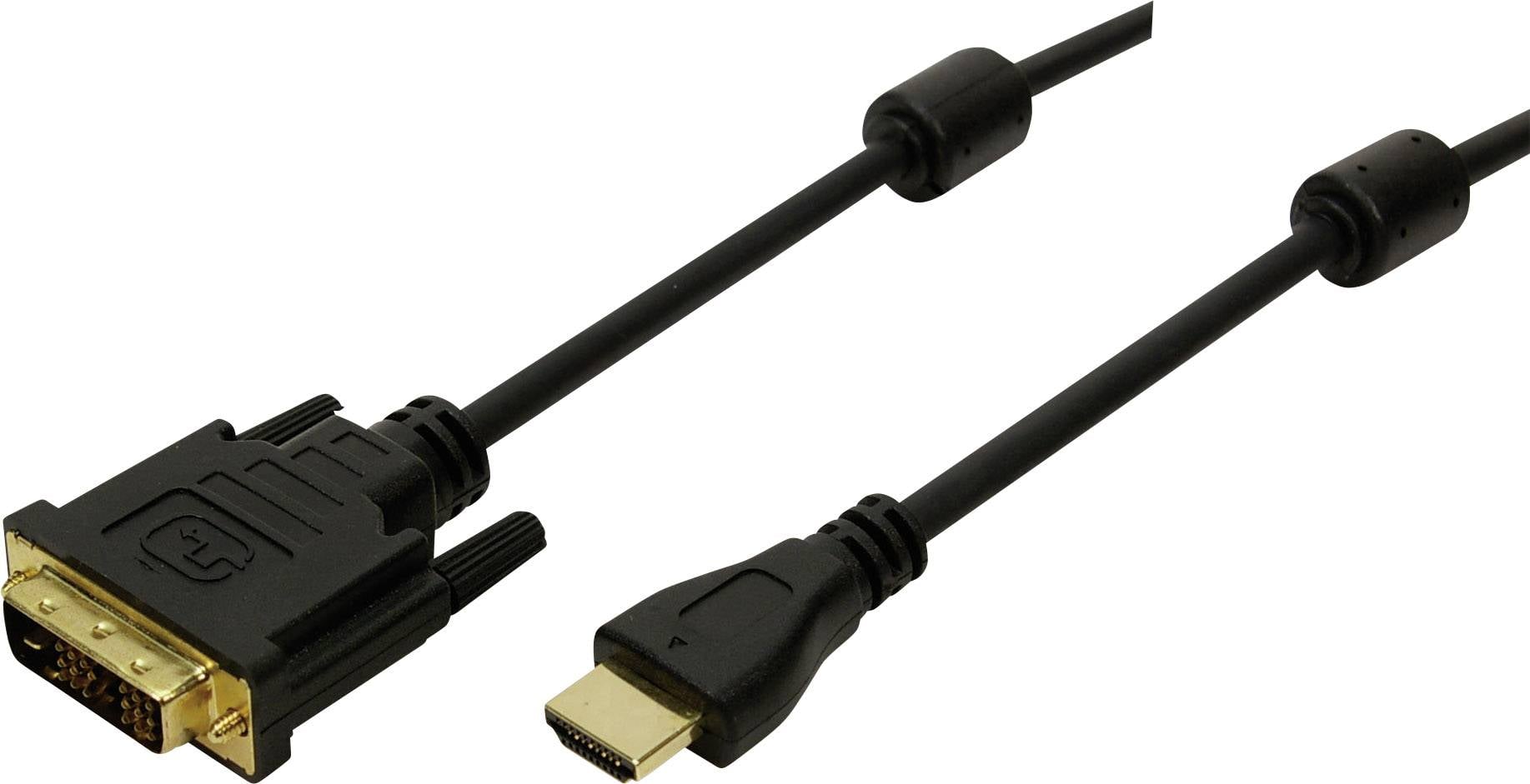 Адаптер LogiLink HDMI/DVI, штекер HDMI-A, разъем DVI-D 18+1-контактный, черный, кабель HDMI CH0004 длиной 2,00 м