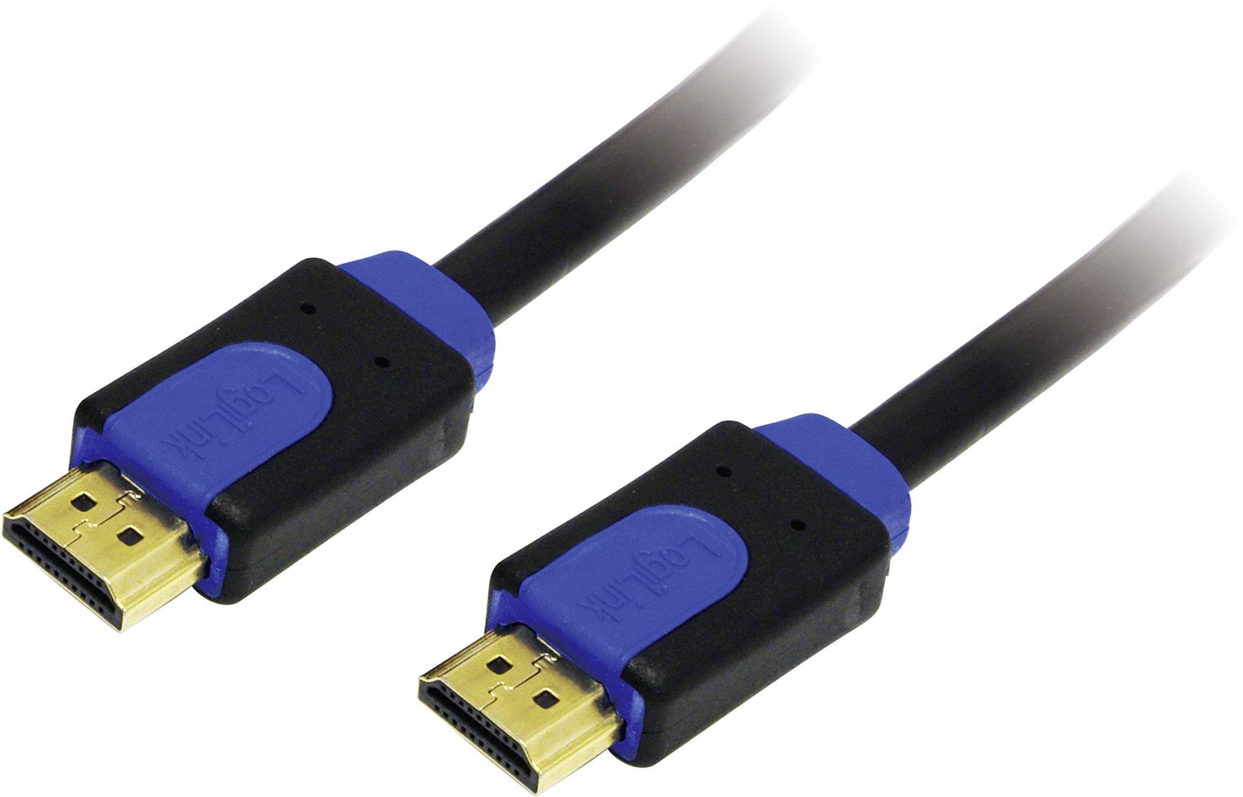 Dwa czarne kable HDMI z niebieskimi złączami.