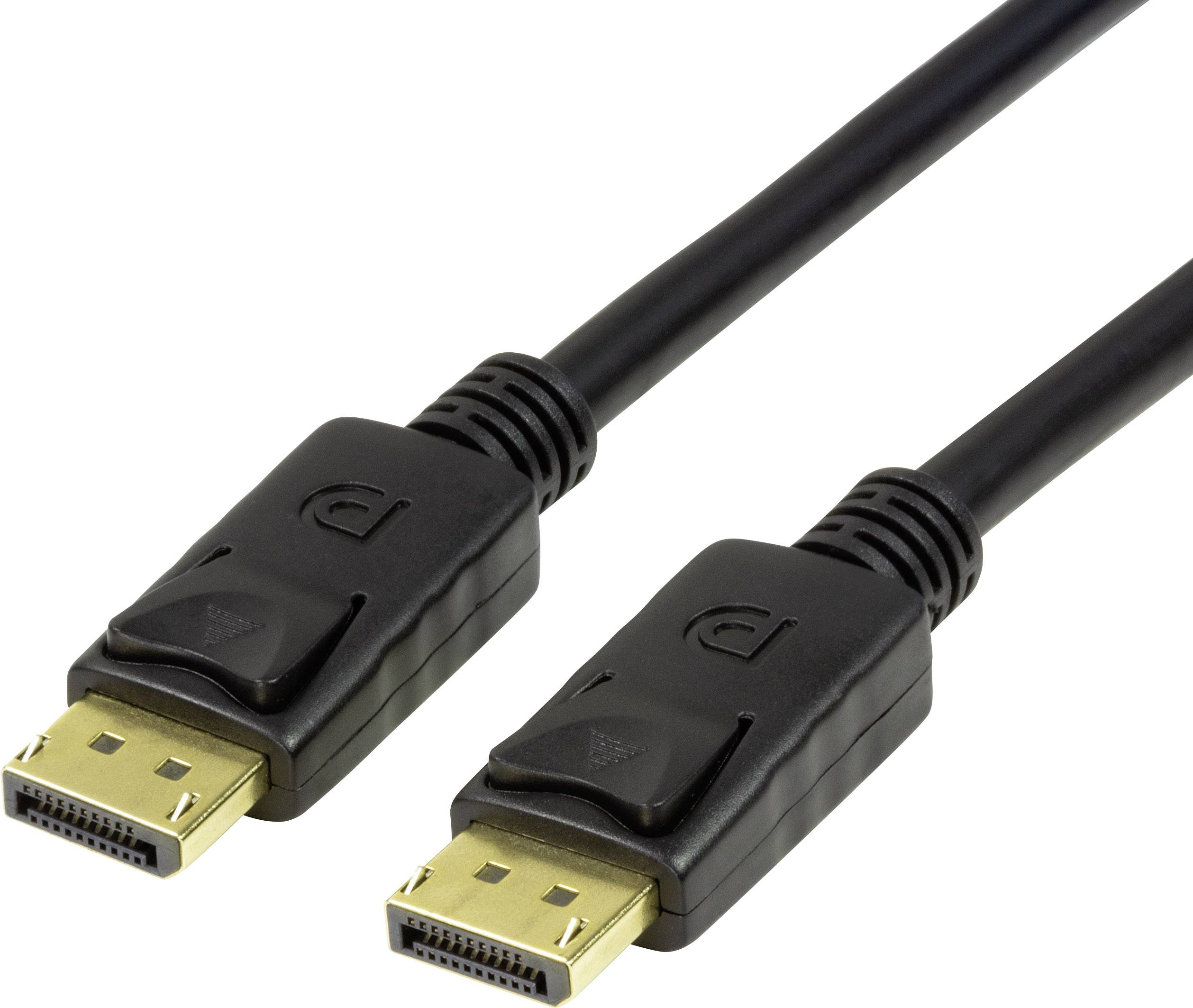 Dwa kable DisplayPort z czarnymi wtyczkami i złotymi stykami, ułożone obok siebie.