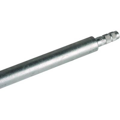 Metalowy cylinder z ukształtowanym uchwytem na końcu, prawdopodobnie hydrauliczny lub pneumatyczny.