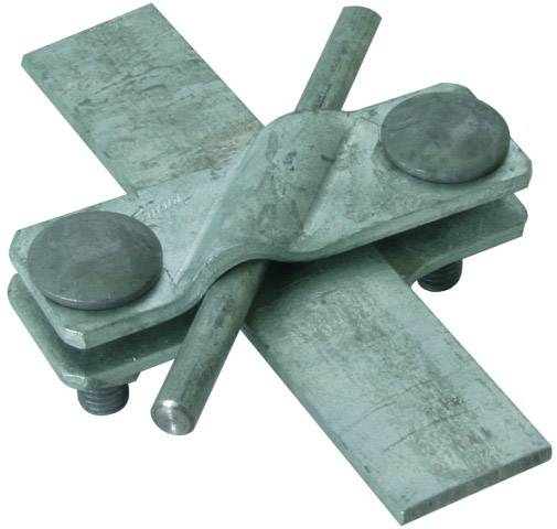 Płyta metalowa z wzorem krzyżowym i elementami przypominającymi bolce. Wygląda na przemysłową i mechanicznie wykorzystywaną.