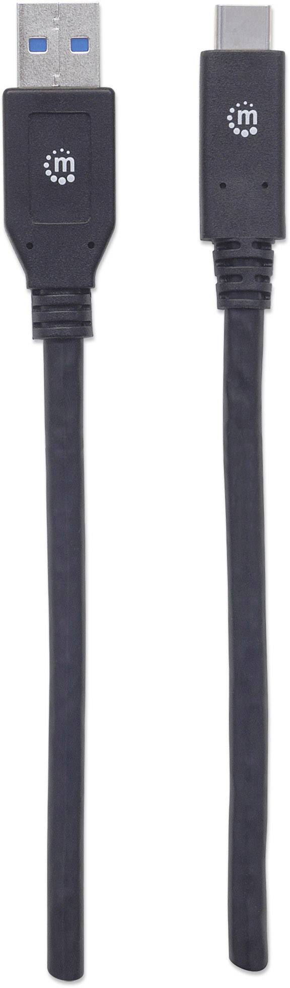 Kabel USB z gniazdem standardowym USB po lewej stronie i złączem USB-C po prawej stronie.