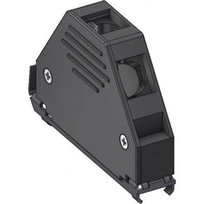 Elektroniczny element o kształcie trójkąta z przyłączami wtyczkowymi i mocowaniami śrubowymi po bokach.
