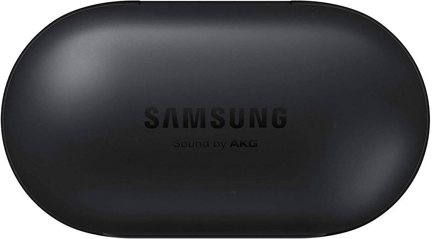Czarna, owalna ładowarka z napisem „Samsung Sound by AKG".