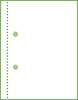 Biała pusta strona z zielonymi dziurkami po lewej stronie, wskazująca na luźną kolekcję kartek.