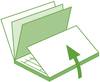 Zielony diagram przedstawia symbol laptopa z otwartym ekranem oraz wyróżniony dokument papierowy, który jest składany do góry.