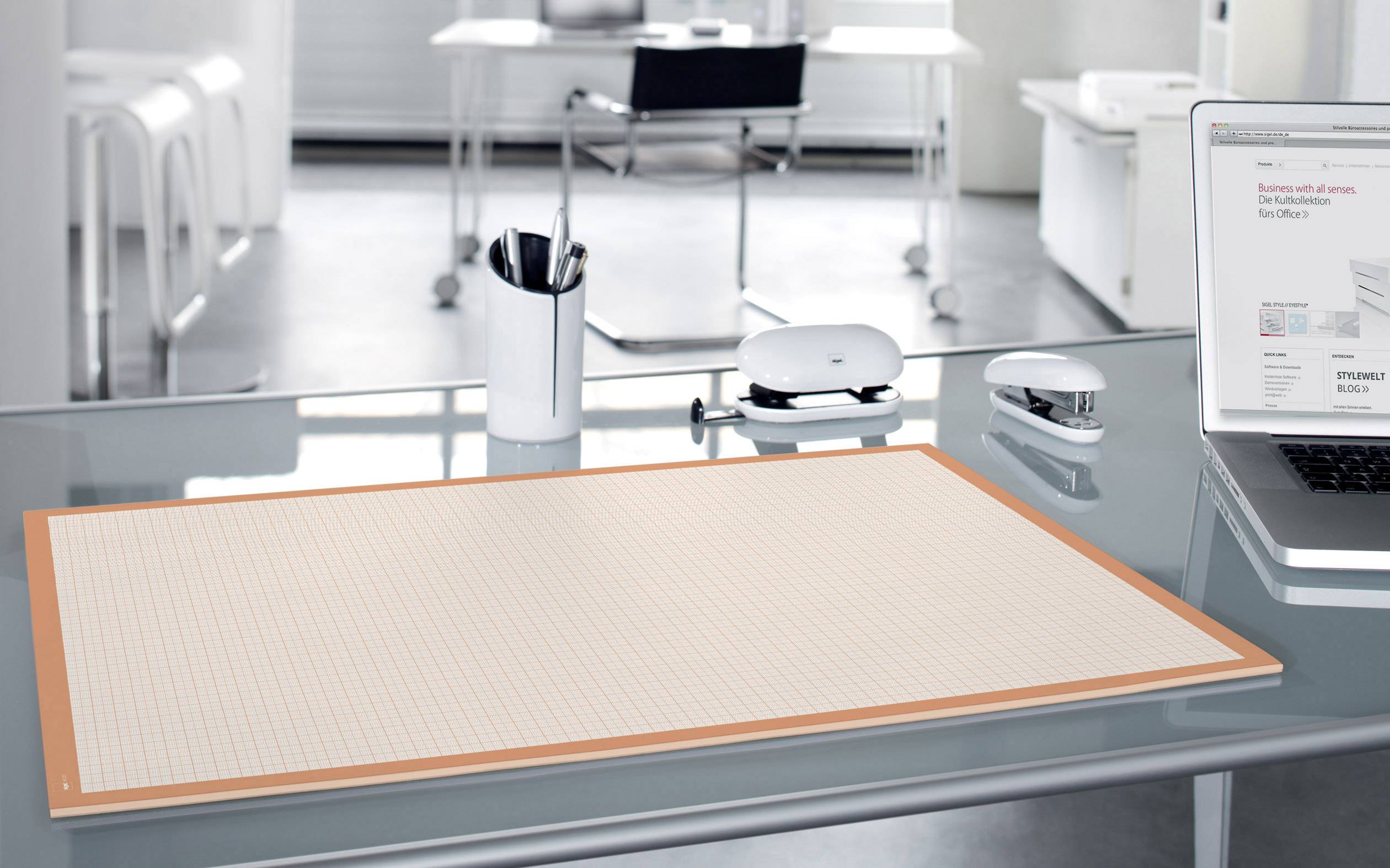 Блокнот Sigel HO270 Paper Desk, графічний папір, квадратний, білий, помаранчевий (Ш x В) 595 мм x 410 мм