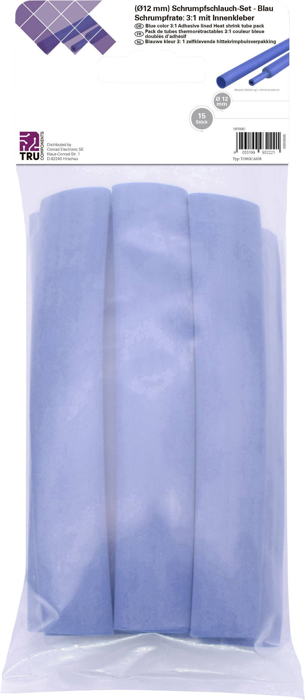 Комплект термоусадочних трубок TRU COMPONENTS T1902CA038, 3:1, 12 мм - 4 мм, 15 шт.