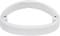 Otwarty pierścień z tworzywa sztucznego, służący jako uchwyt lub rama. Biały kolor, owalny kształt.