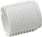 Biała, żebrowana plastikowa mankieta z wewnętrznym uzębieniem, prawdopodobnie element łączący do rur lub przewodów.