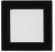 Kwadratowy czarny włącznik światła z białym polem wewnętrznym. Brak dodatkowych szczegółów lub oznaczeń.