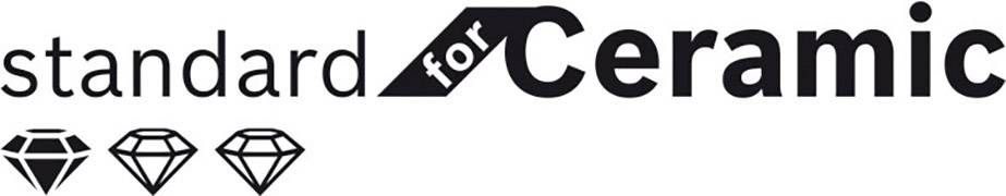 Logo 'Standard for Ceramic' z trzema diamentami.