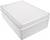 Biała, prostokątna plastikowa skrzynka z gładką pokrywą, prawdopodobnie przeznaczona do przechowywania elementów elektrycznych lub do ogólnego użytku.