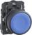 Duży, okrągły, niebieski przycisk wciskany na czarnym uchwycie, odpowiedni do zastosowań przemysłowych lub sterowania maszynami.