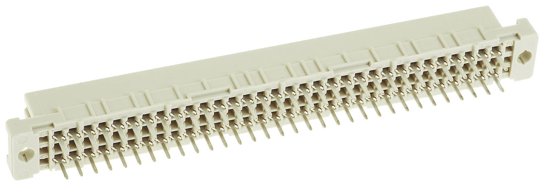 Złącze z wieloma cienkimi metalowymi stykami, stosowane w elektronice do łączenia elementów.